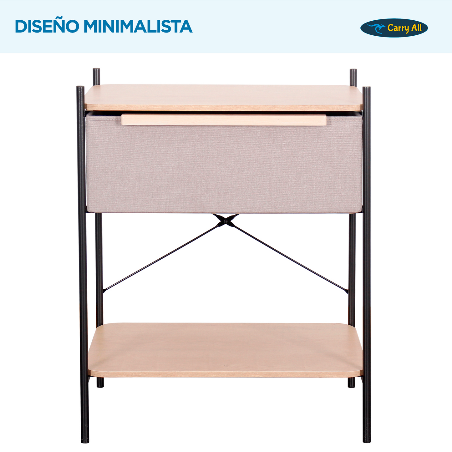 Velador Arrimo 2 Niveles Carry All Con Cajon Línea Minimalist