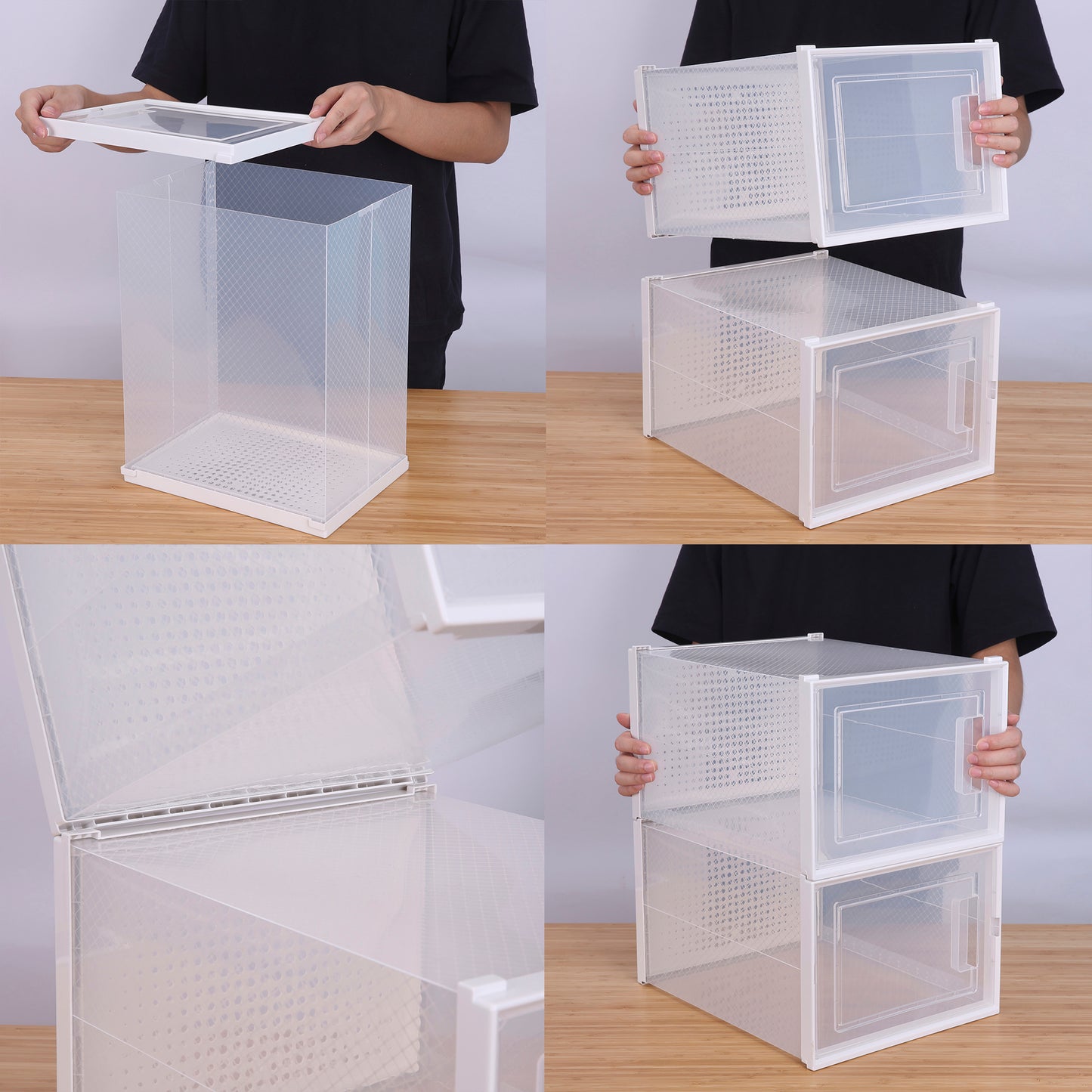 Pack 6 Cajas Organizadoras Carry All Zapatos Ropa Varios Apilables L