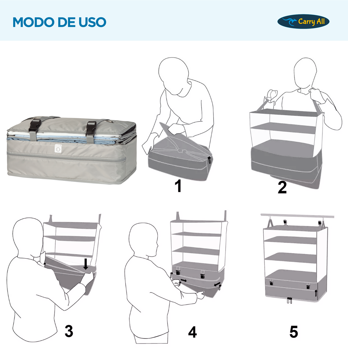 Organizador De Maleta Viaje Carry All Travel Closet L Plegable Portátil Colgante