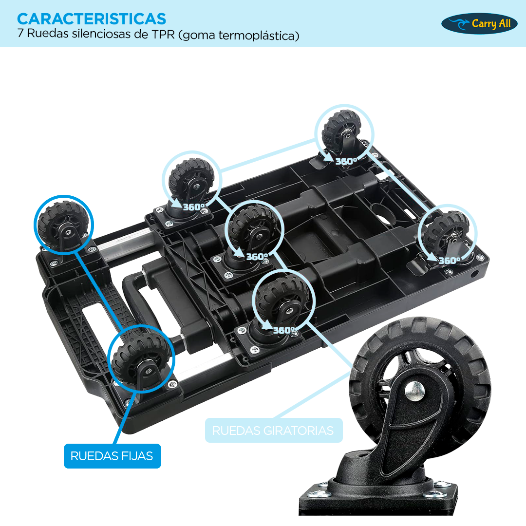 Carro Plegable De Carga Carry All Tipo Plataforma Yegua 150 Kilos Apolo