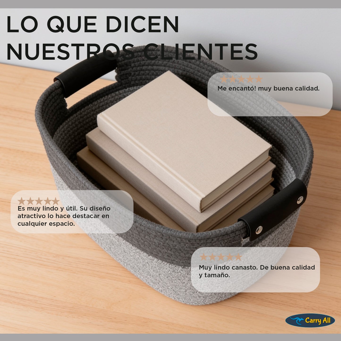 Pack 2 Canastos Cestas Organizadoras De Algodon Carry All Tonos Grises