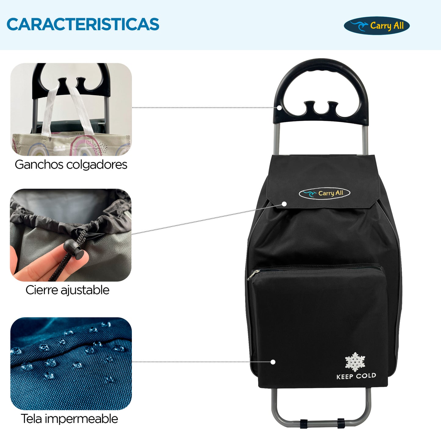 Carrito De Compras Plegable Carry All Glasgow 47 Litros Carro De Feria