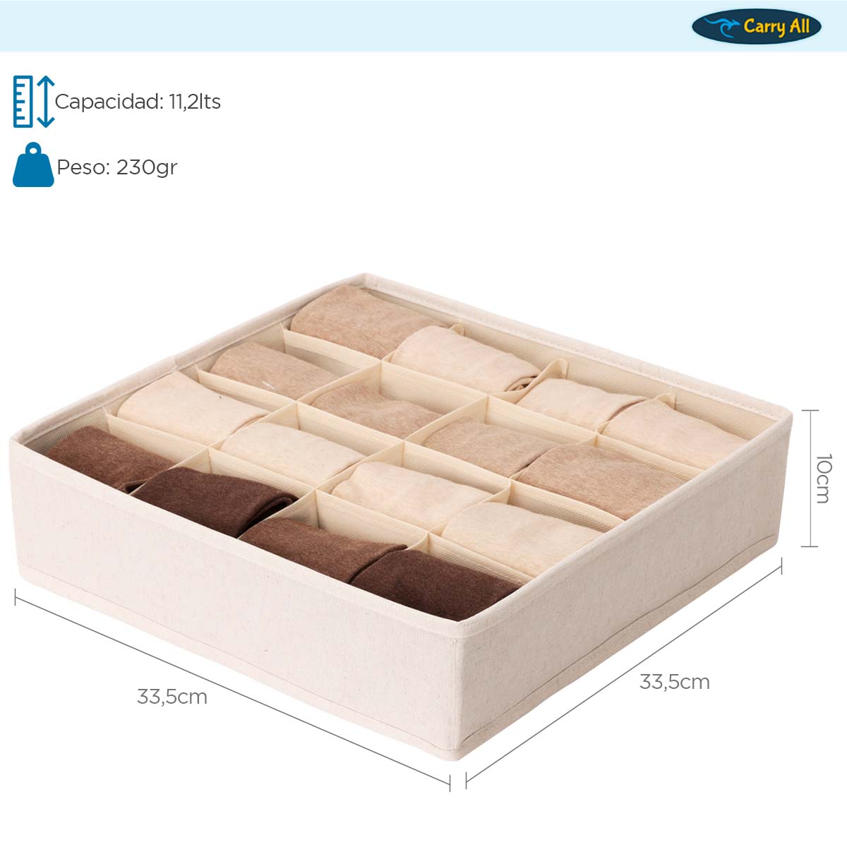 Organizador 16 Divisiones Carry All Ropa Interior Calcetines Accesorios