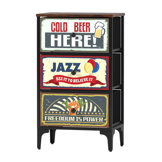 Velador Cajonera Arrimo Carry All 3 Cajones Decorados  Línea Vintage