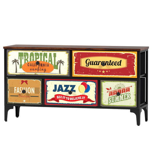 Mueble Comoda Cajonera Carry All 5 Cajones Decorados Linea Vintage