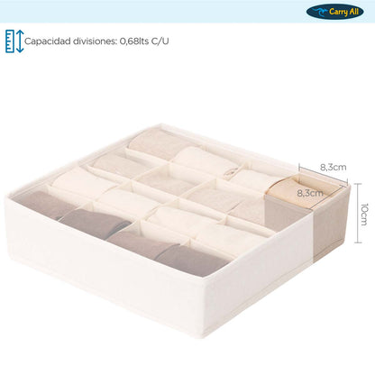 Organizador 16 Divisiones Carry All Ropa Interior Calcetines Accesorios
