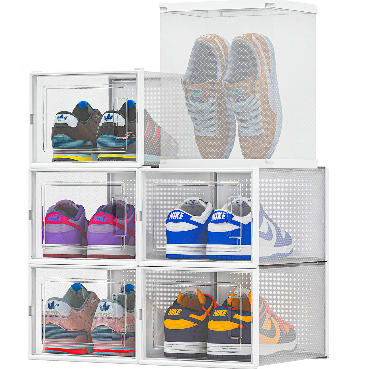Pack 6 Cajas Organizadoras Carry All Zapatos Ropa Varios Apilables L