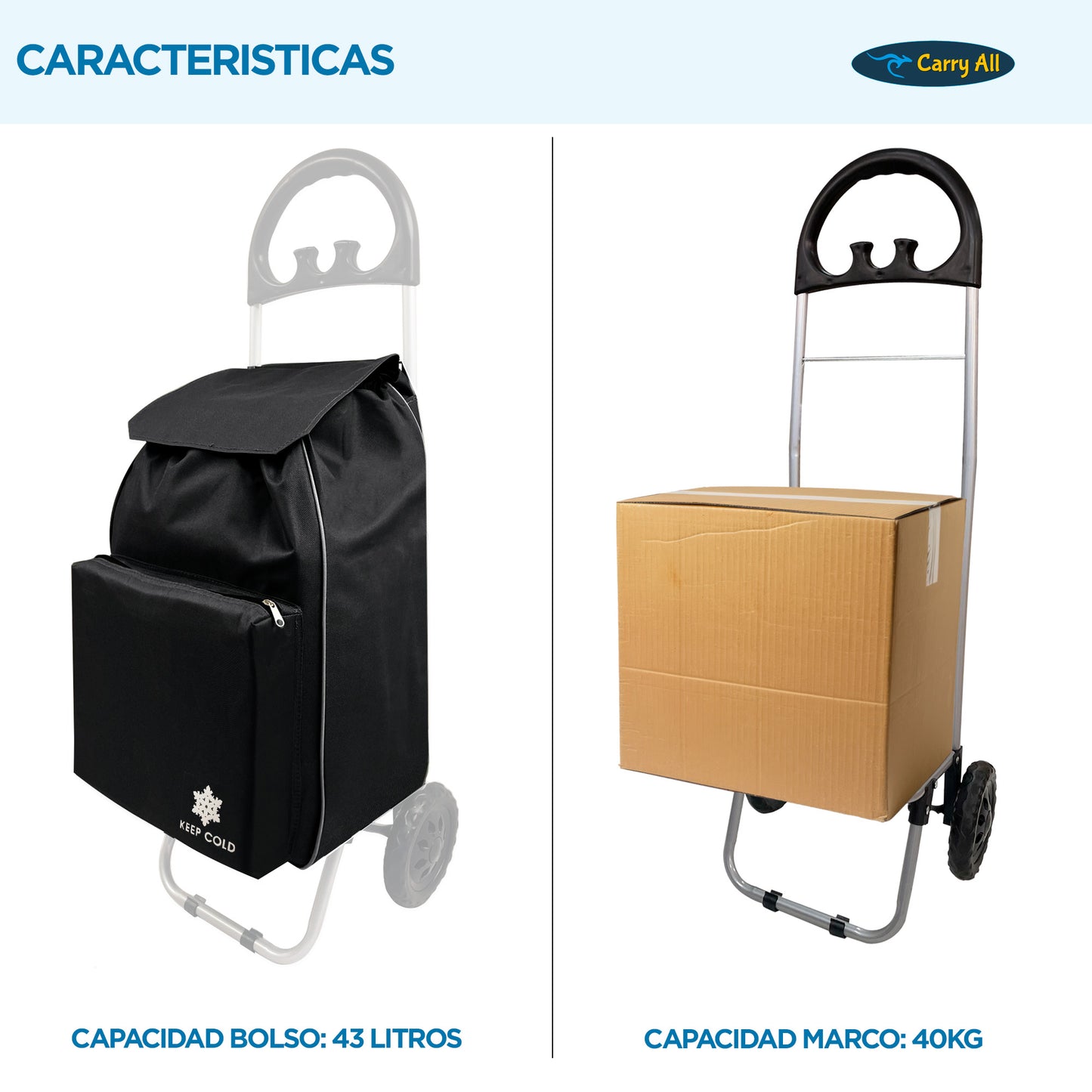 Carrito De Compras Plegable Carry All Glasgow 47 Litros Carro De Feria