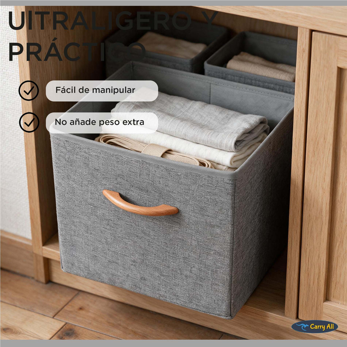 Pack 3 Cajas Cubo Organizadoras Carry All Closet Ropa Accesorios