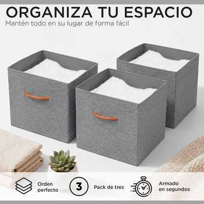 Pack 3 Cajas Cubo Organizadoras Carry All Closet Ropa Accesorios