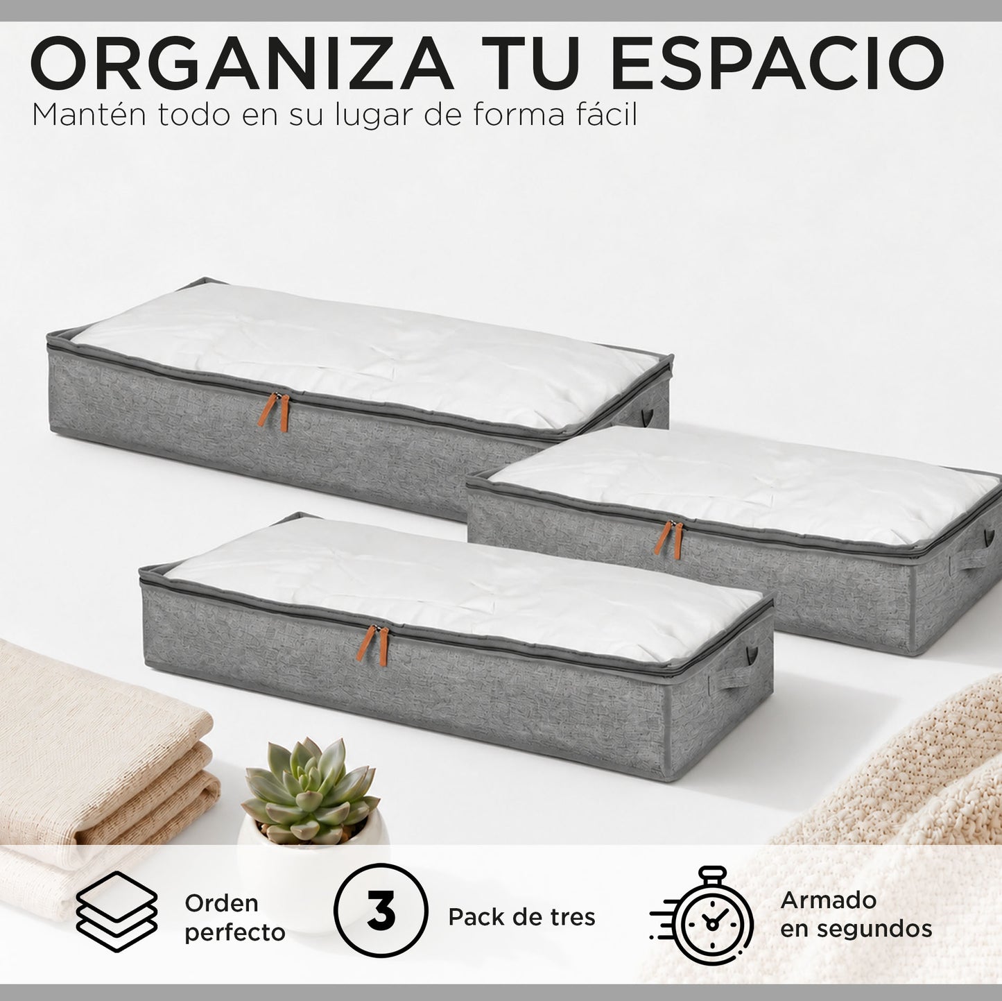 Bolso Organizador Bajo Cama Carry All 70 Litros Almacenaje Ropa Varios