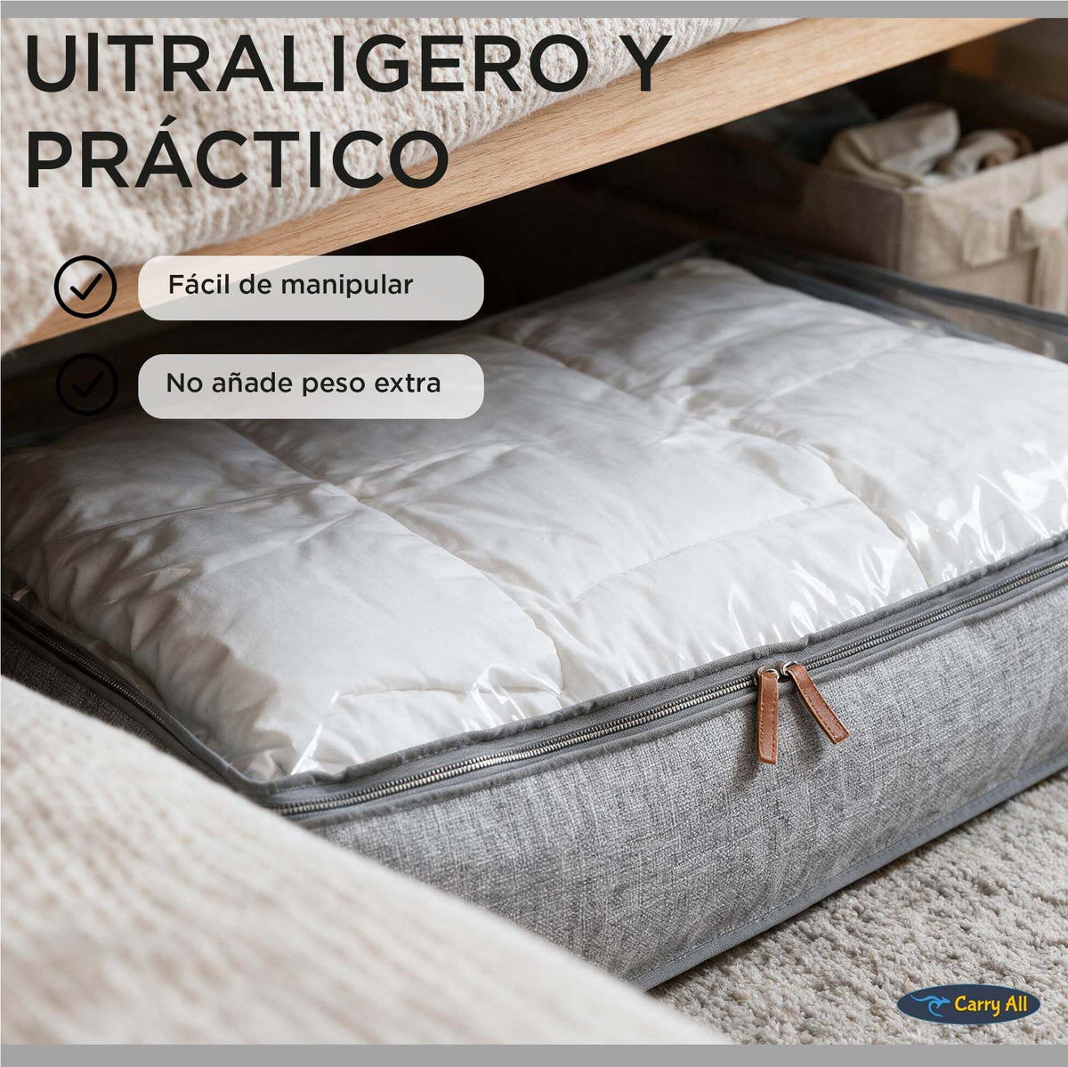 Bolso Organizador Bajo Cama Carry All 70 Litros Almacenaje Ropa Varios