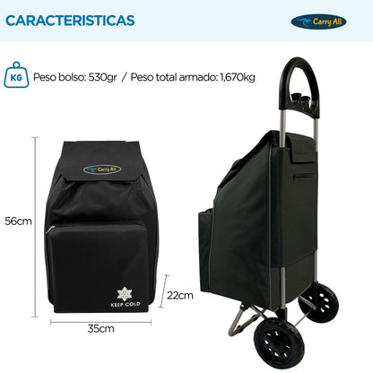 Carrito De Compras Plegable Carry All Glasgow 47 Litros Carro De Feria