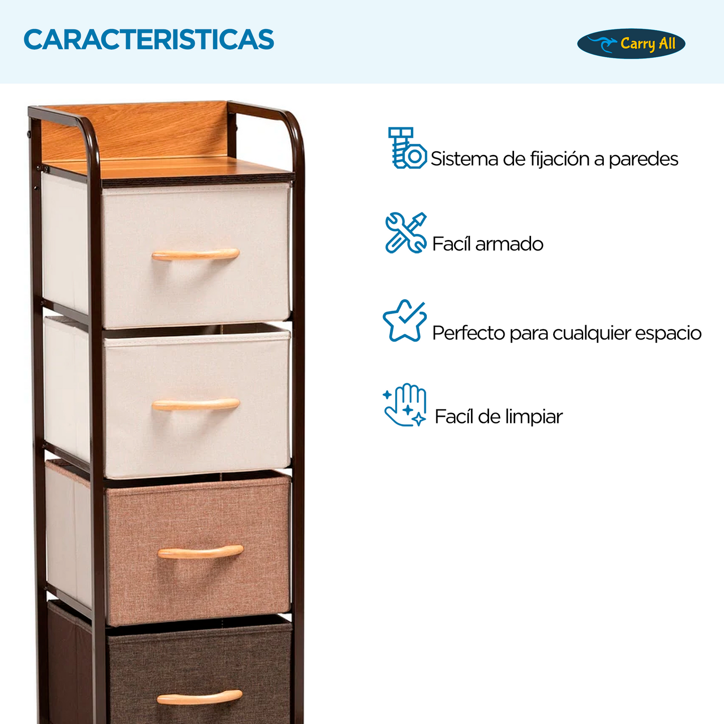 Velador Cajonera  Carry All 4 Cajones Arrimo Línea Four Seasons