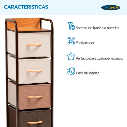 Velador Cajonera  Carry All 4 Cajones Arrimo Línea Four Seasons