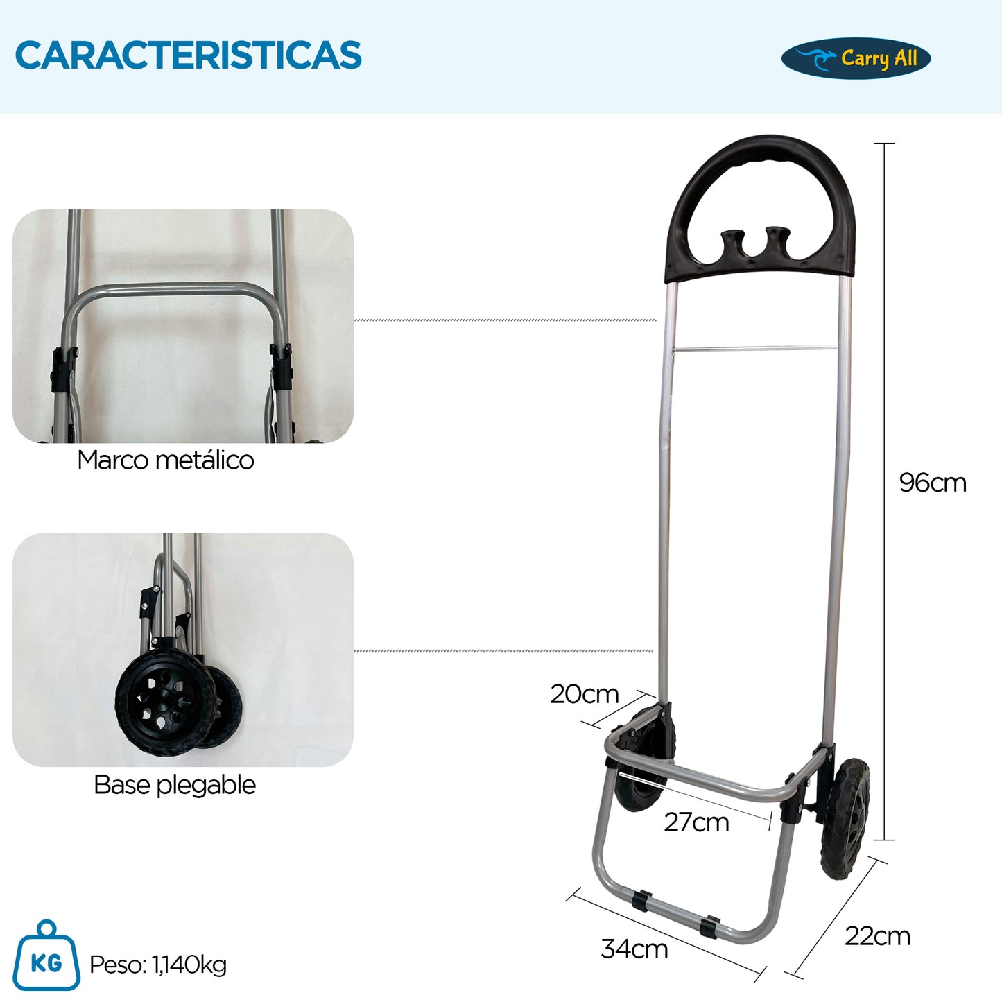 Carrito De Compras Plegable Carry All Glasgow 47 Litros Carro De Feria