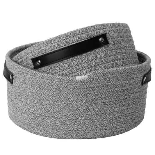 Set 2 Cestas Canastos Organizadores De Algodón Carry All Tonos Grises