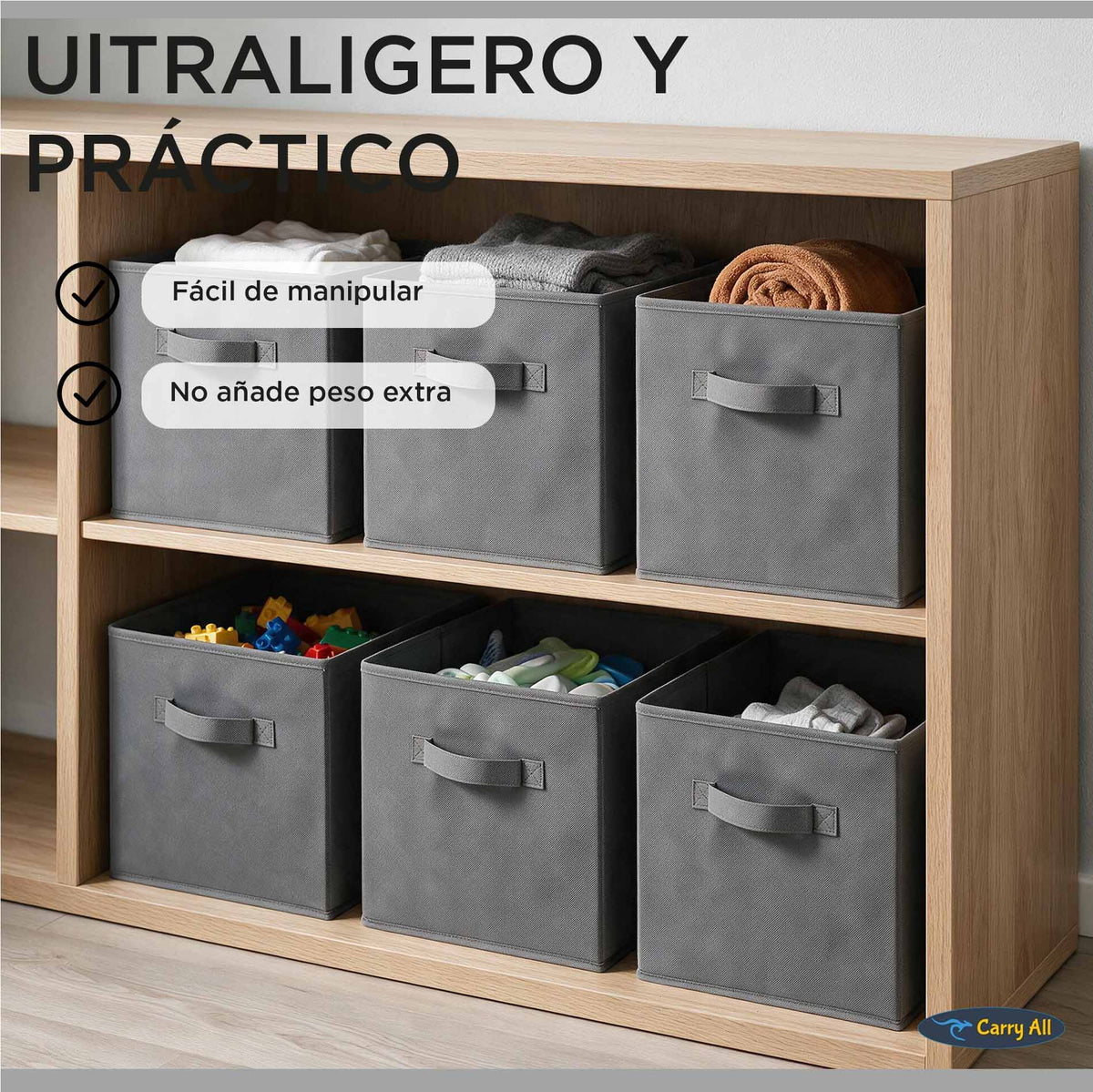 Pack 6 Cajas Cubo Organizadoras Carry All  Closet Ropa Accesorios
