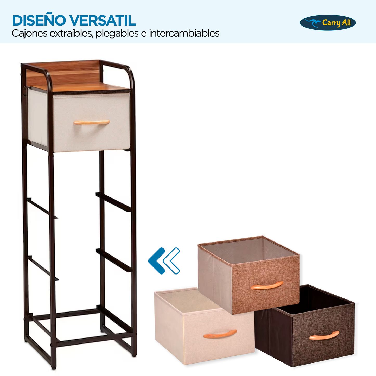 Velador Cajonera  Carry All 4 Cajones Arrimo Línea Four Seasons