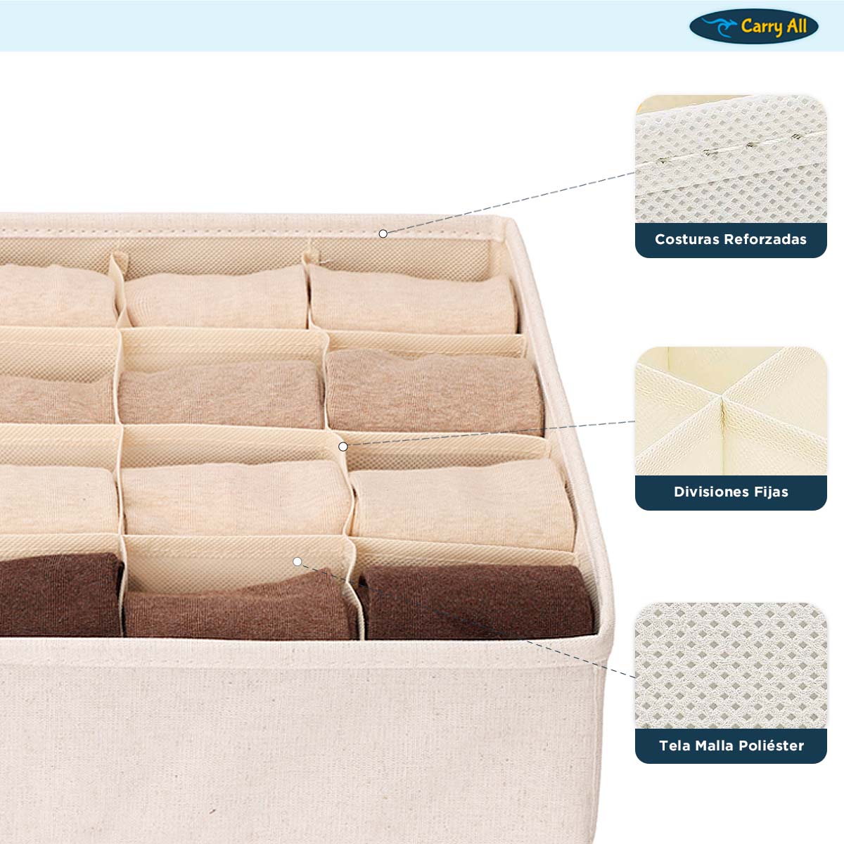 Organizador 16 Divisiones Carry All Ropa Interior Calcetines Accesorios