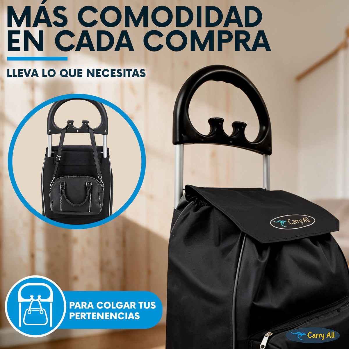 Carrito De Compras Carry All Glasgow 47 Litros Cooler Plegable 50 Kilos Carro De Feria