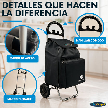 Carrito De Compras Carry All Glasgow 47 Litros Cooler Plegable 50 Kilos Carro De Feria