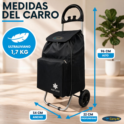 Carrito De Compras Carry All Glasgow 47 Litros Cooler Plegable 50 Kilos Carro De Feria
