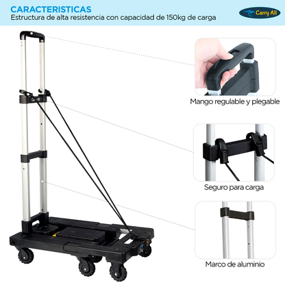 Carro Plegable De Carga Carry All  Tipo Plataforma Yegua 150 Kilos Apolo