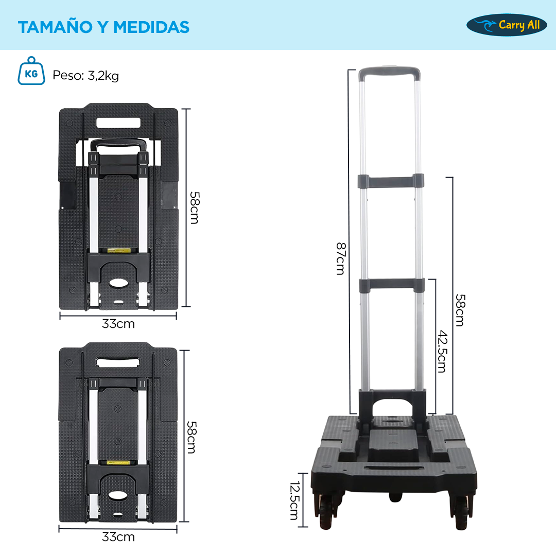 Carro Plegable De Carga Carry All  Tipo Plataforma Yegua 150 Kilos Apolo