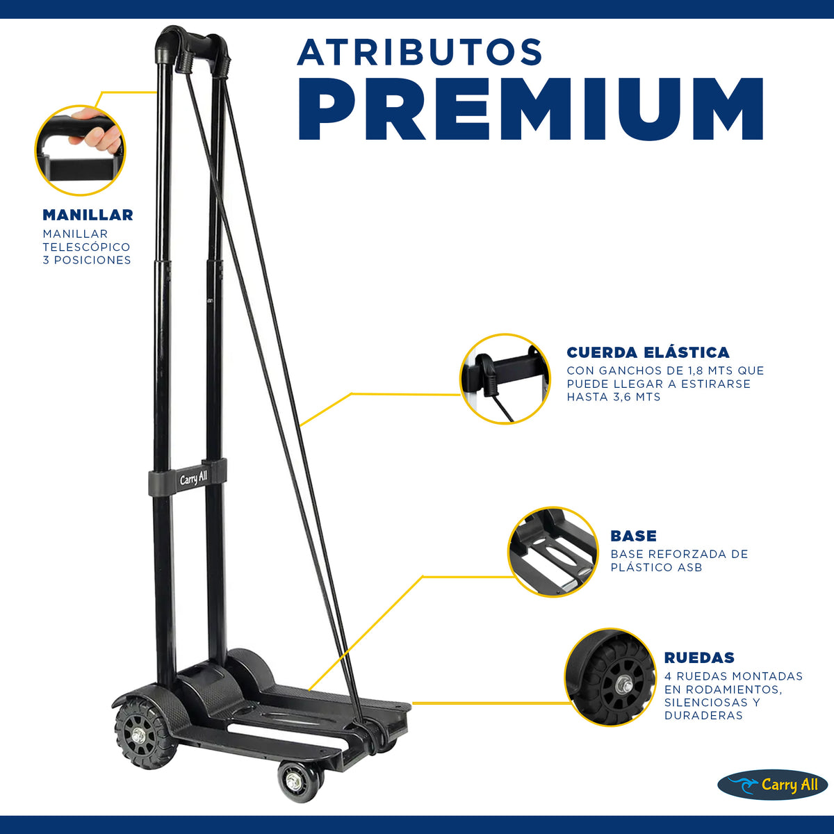 Carro Plegable De Carga Carry All Atenea 65 Kilos Tipo Plataforma Yegua