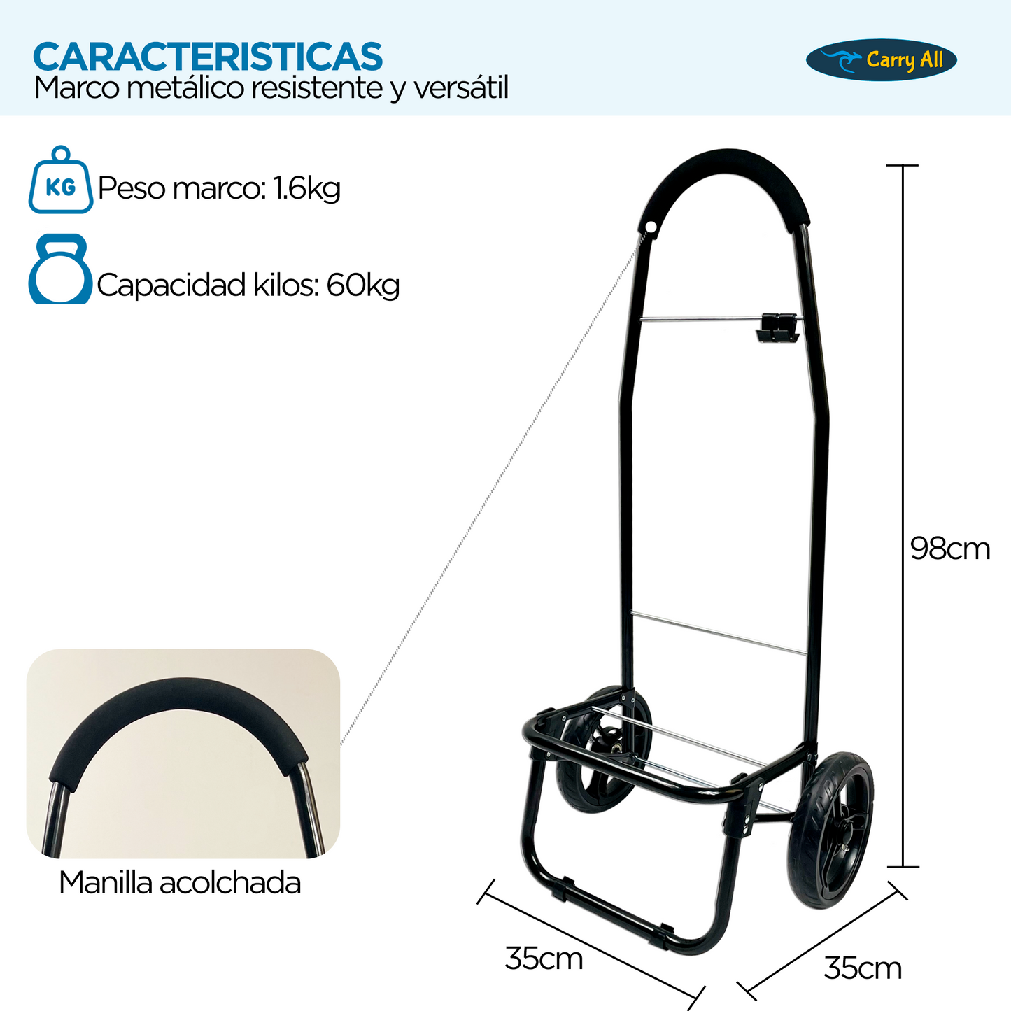 Carrito de Compra Plegable Carry All Sidney 55 Litros Carro Feria