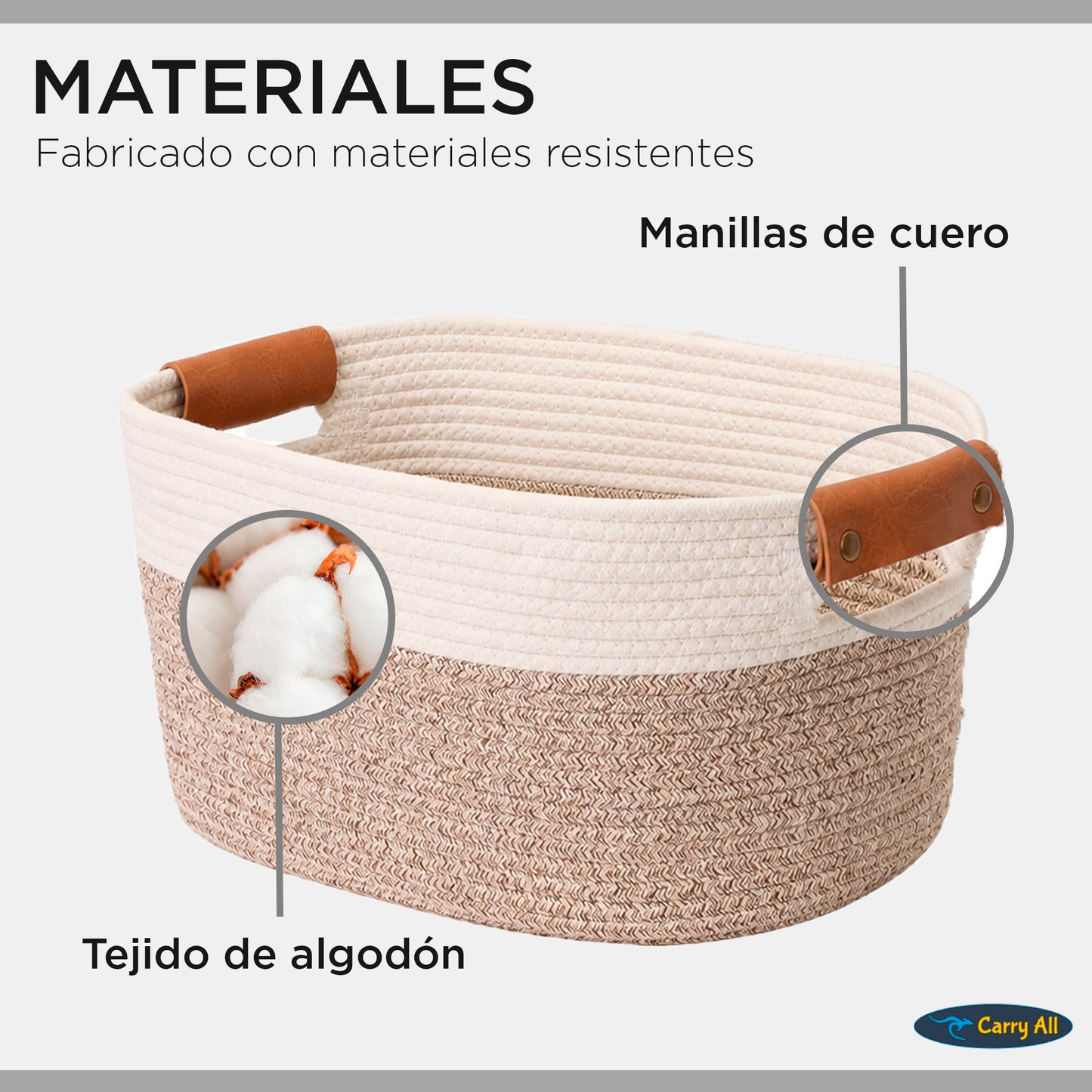Pack 2 Canastos Cestas Organizadoras De Algodon Carry All Tonos Tierra