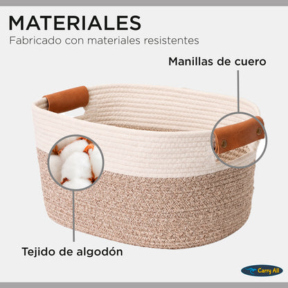Pack 2 Canastos Cestas Organizadoras De Algodon Carry All Tonos Tierra