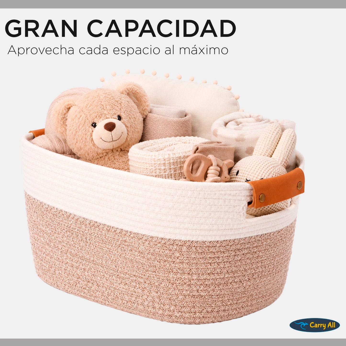 Pack 2 Canastos Cestas Organizadoras De Algodon Carry All Tonos Tierra