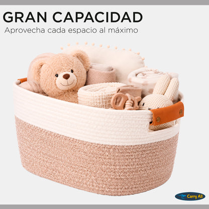 Pack 2 Canastos Cestas Organizadoras De Algodon Carry All Tonos Tierra