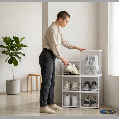 Pack 6 Cajas Organizadoras  Carry All Zapatos Ropa Varios Apilables L