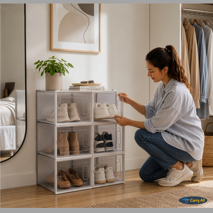 Pack 6 Cajas Organizadoras  Carry All Zapatos Ropa Varios Apilables M