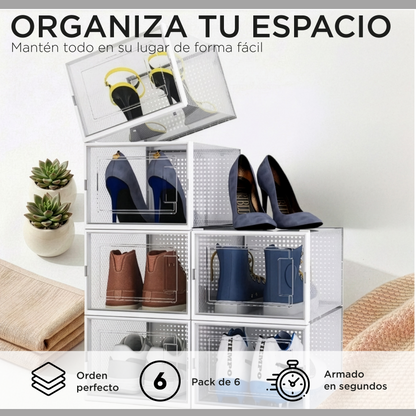 Pack 6 Cajas Organizadoras  Carry All Zapatos Ropa Varios Apilables M