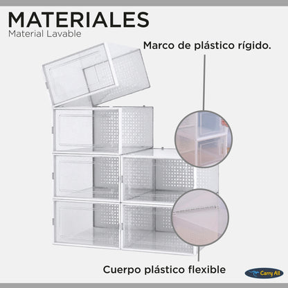Pack 6 Cajas Organizadoras  Carry All Zapatos Ropa Varios Apilables S