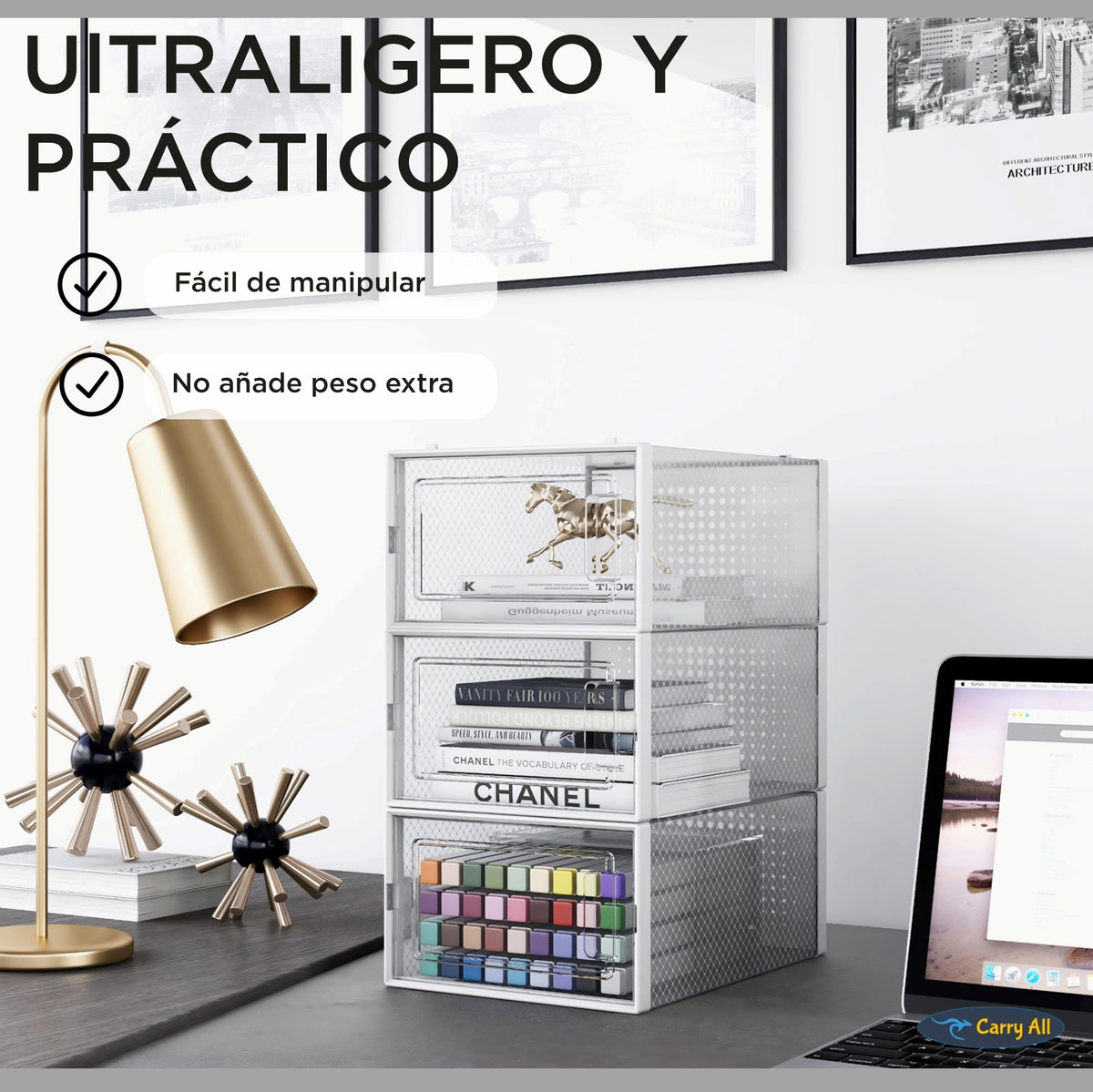 Pack 6 Cajas Organizadoras  Carry All Zapatos Ropa Varios Apilables S