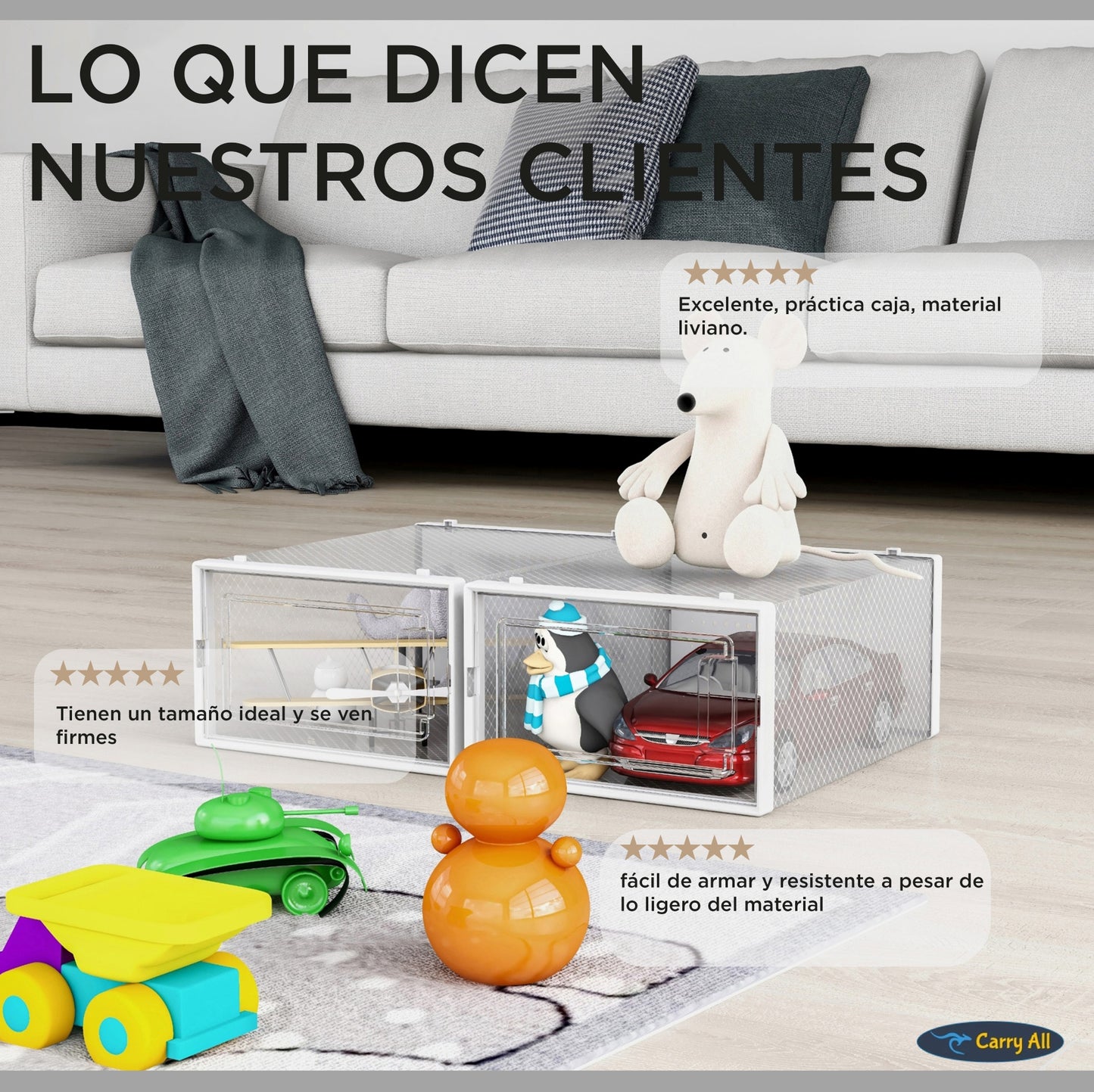 Pack 6 Cajas Organizadoras  Carry All Zapatos Ropa Varios Apilables S