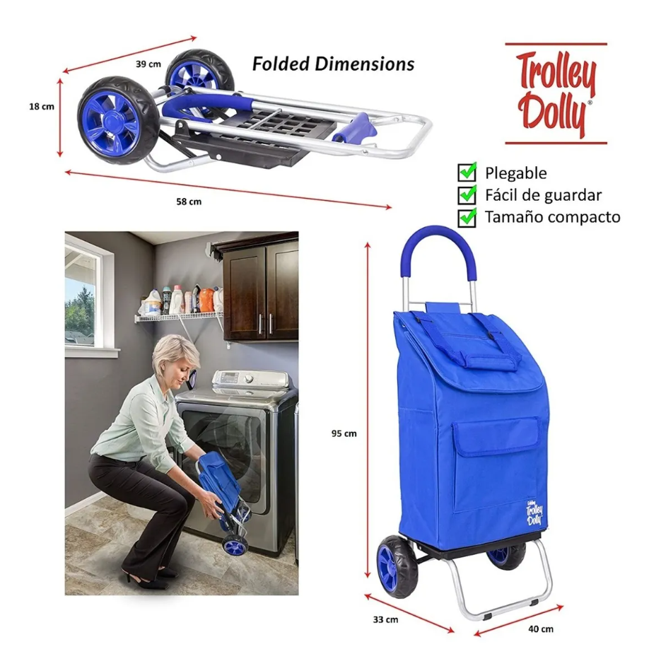 Carrito De Compras Plegable DBest Carro Feria Yegua 42 Litros Trolley Dolly