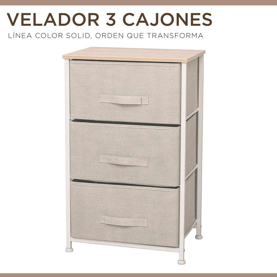 Cajonera Velador Organizador Carry All 3 Cajones Línea Color Solid
