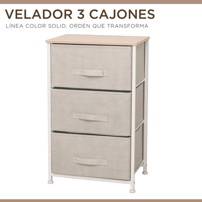 Cajonera Velador Organizador Carry All 3 Cajones Línea Color Solid