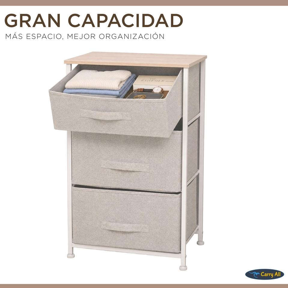 Cajonera Velador Organizador Carry All 3 Cajones Línea Color Solid
