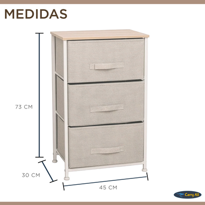 Cajonera Velador Organizador Carry All 3 Cajones Línea Color Solid
