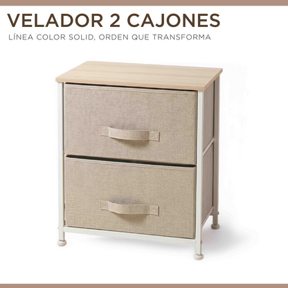 Cajonera Velador Organizador Carry All 2 Cajones Línea Color Solid