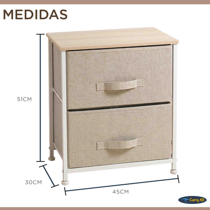 Cajonera Velador Organizador Carry All 2 Cajones Línea Color Solid