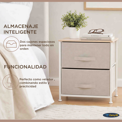 Cajonera Velador Organizador Carry All 2 Cajones Línea Color Solid
