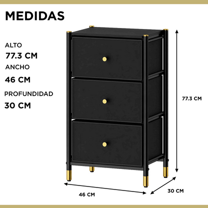 Velador Cajonera Carry All 3 Cajones Eco Cuero Linea Eco Leather